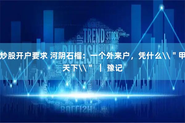 炒股开户要求 河阴石榴：一个外来户，凭什么\＂甲天下\＂ ｜ 豫记